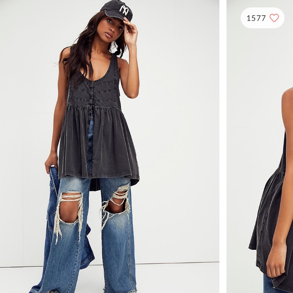 Free People Small Brooke Tunic in “Washed Black”